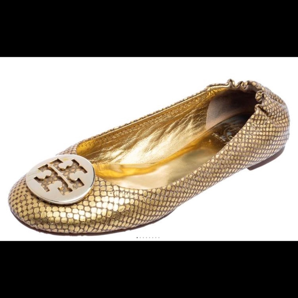 Tory Burch Gold Textured Flats